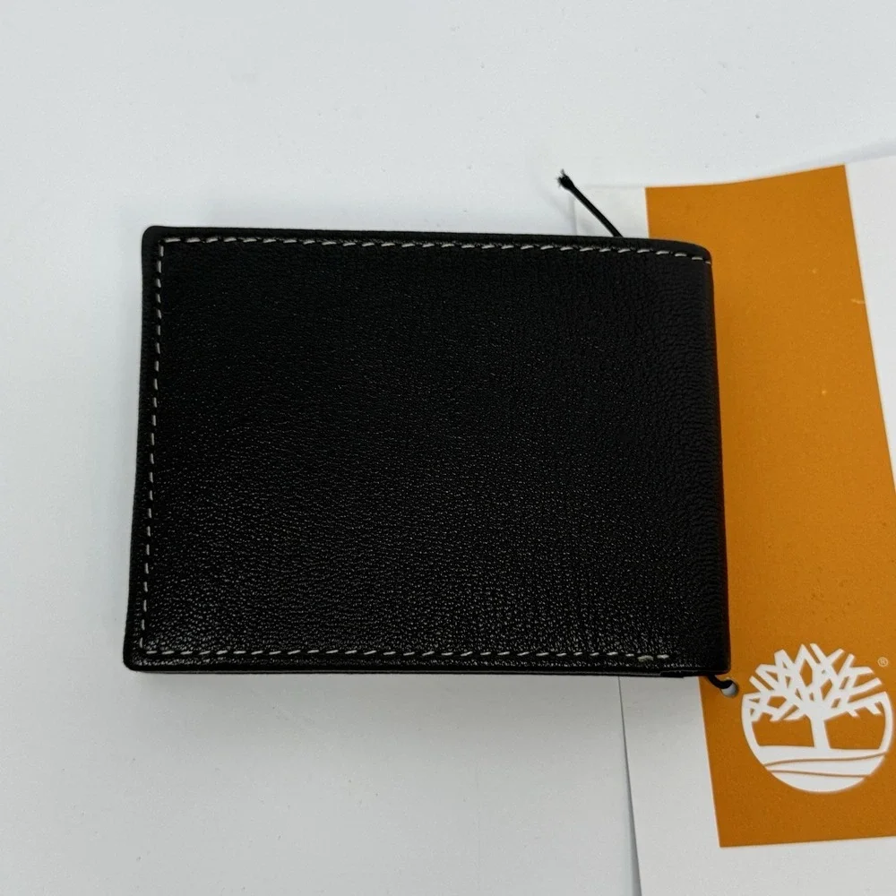 Timberland Men's Genuine Leather Passcase Security RFID Wallet Black Brand New